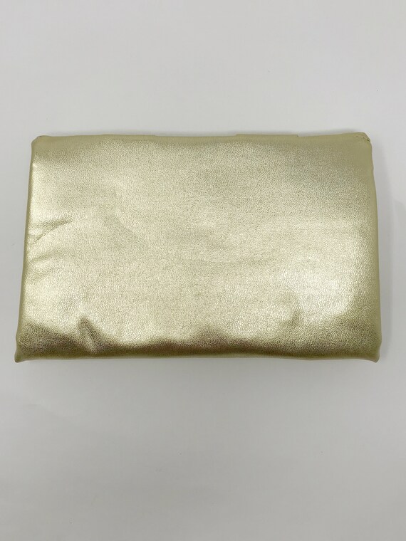 1970s gold leatherette envelope purse gold lame c… - image 8