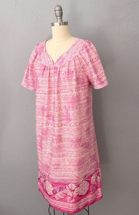 1980s pink house dress muumuu dress | size medium… - image 3