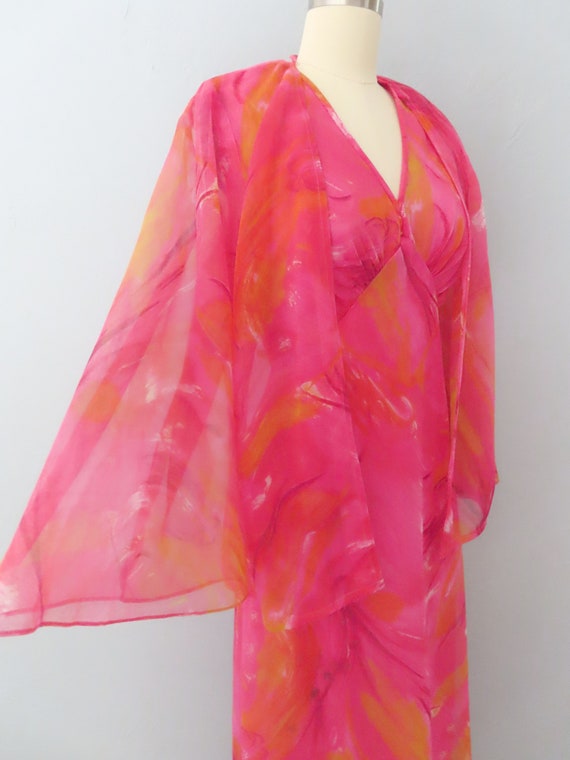 1960s Edith Flagg pink floral maxi dress | small … - image 5
