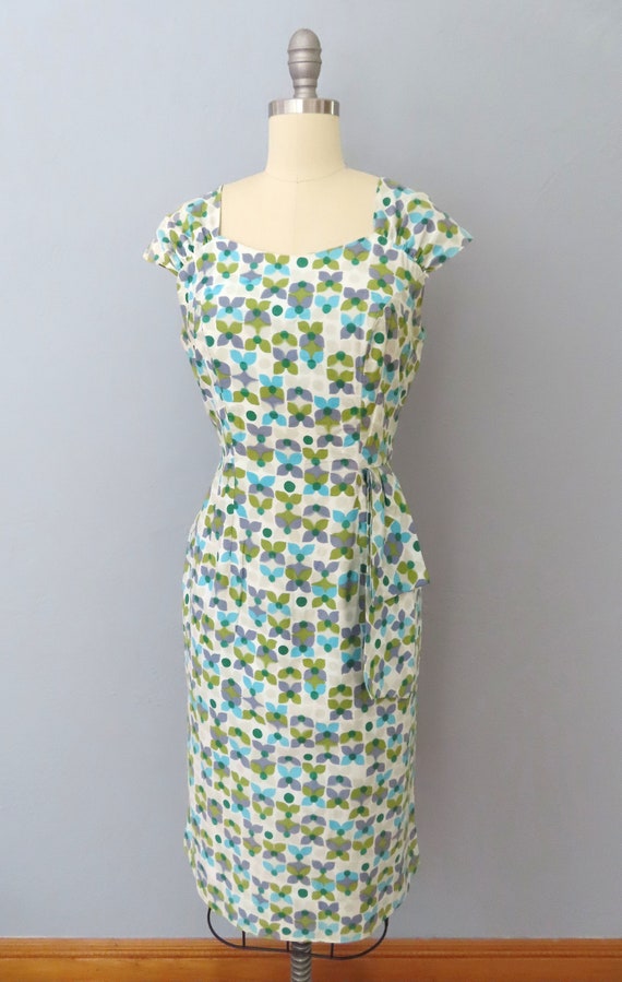 1940s abstract floral day dress | size medium | 1… - image 3