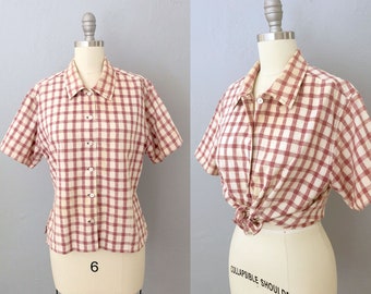 1990s western checkered plaid Woolrich shirt | size medium | western crop shirt | boho western cowboy | red checkered shirt