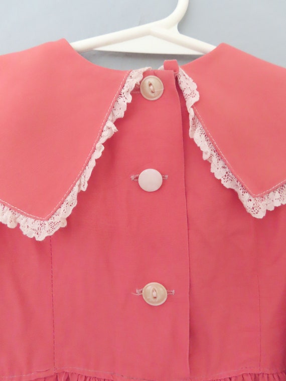 vintage 50s girl's pink ruffle dress | girls size… - image 5