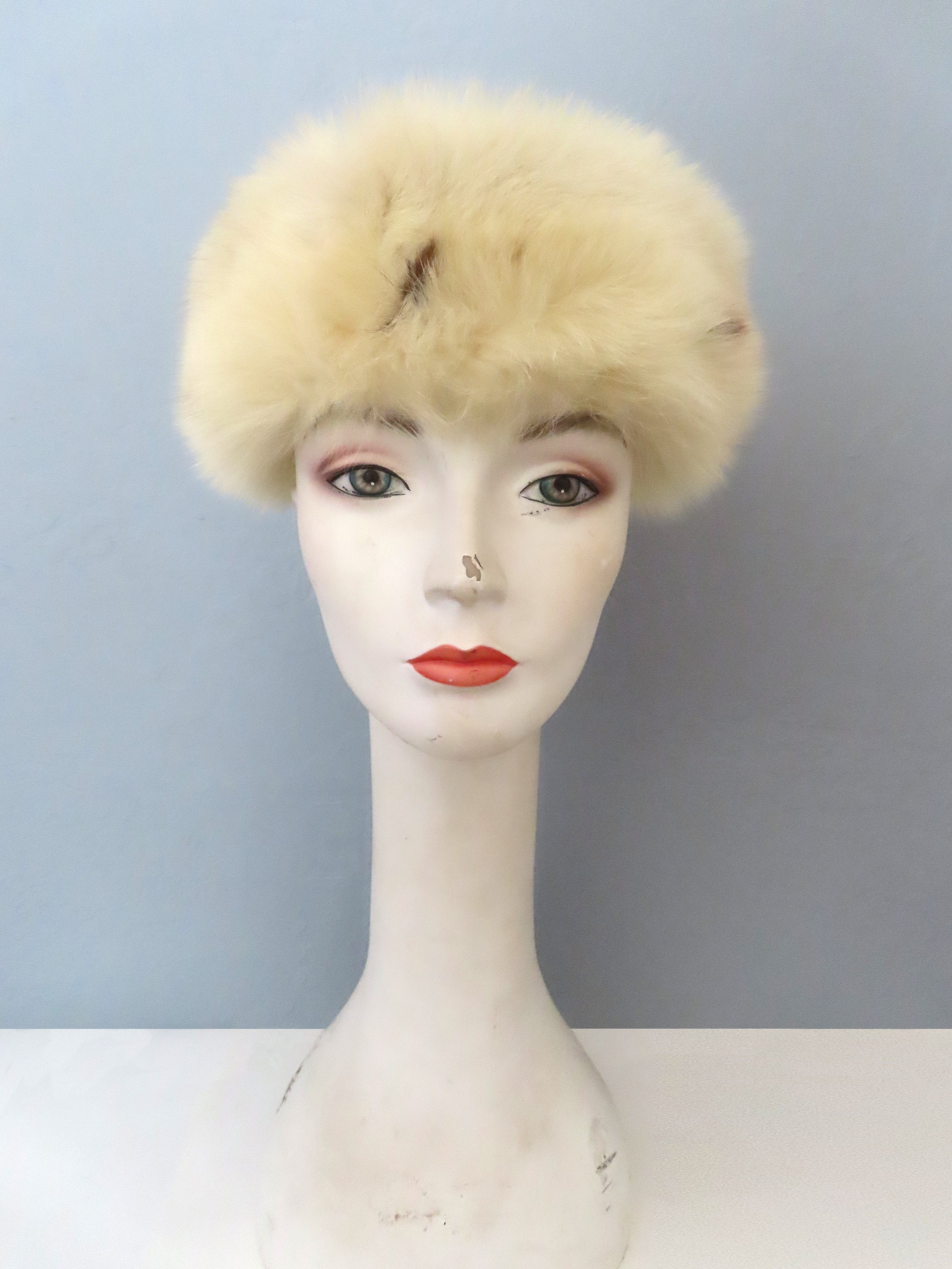 1980s Vintage Rabbit Fur Headband Cowl: Beige Satin Lined - Etsy display picture 3