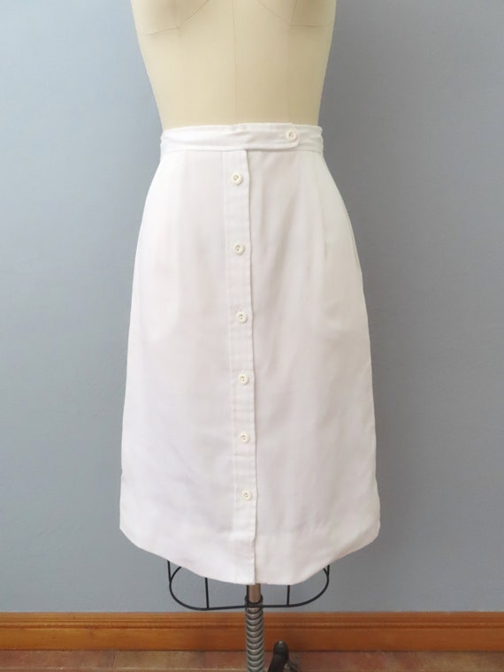 1970s white button up pencil midi skirt | size sm… - image 2