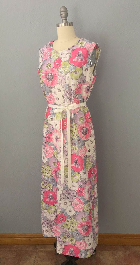 1960s sleeveless abstract floral maxi dress | siz… - image 9