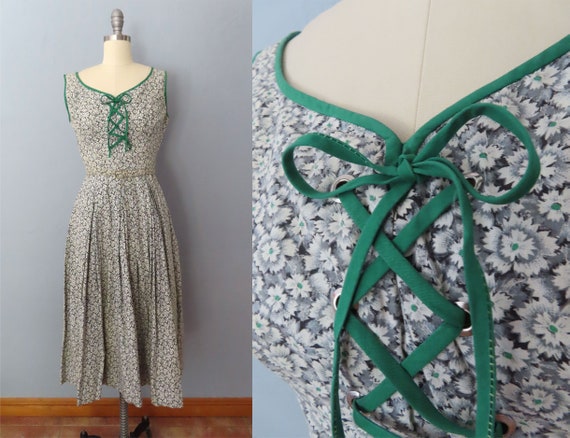 1940s floral corset sun dress | small | 1940s day… - image 1