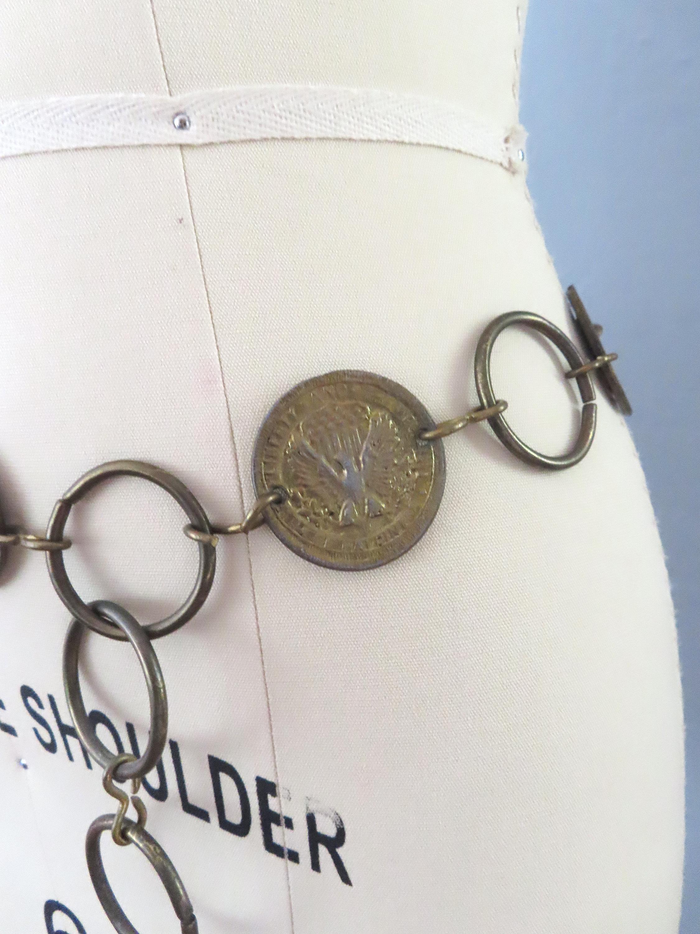 1960s Metal Coin Chain Belt Circle Belt | Hippy Belt Hip