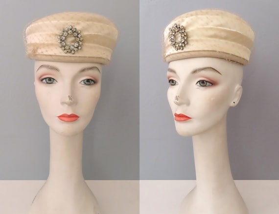 1950s wool pillbox hat | 1950s 1940s Henry Pollak… - image 1