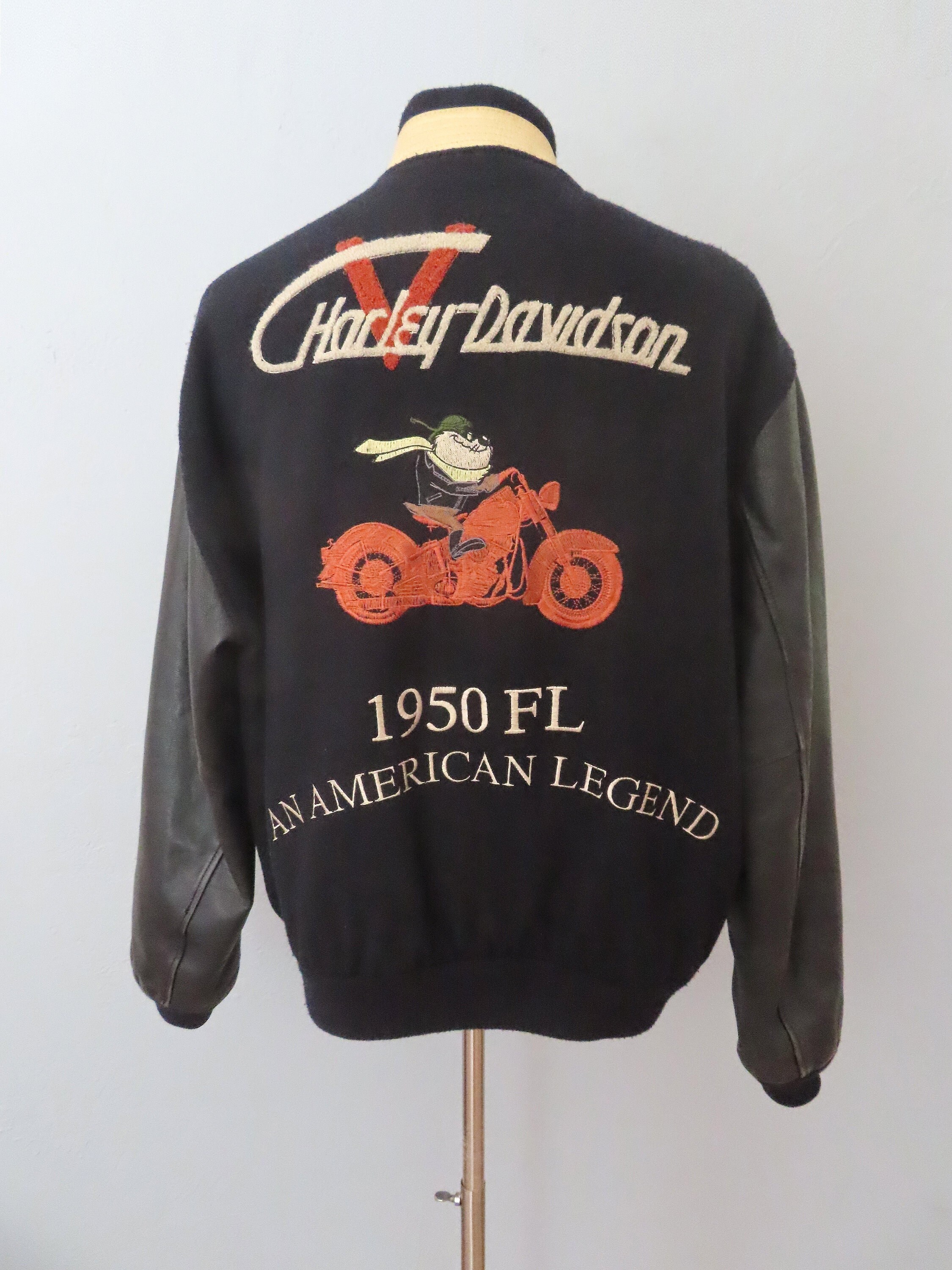 1990s Harley Davidson Taz Motorcycle Leather Letterman