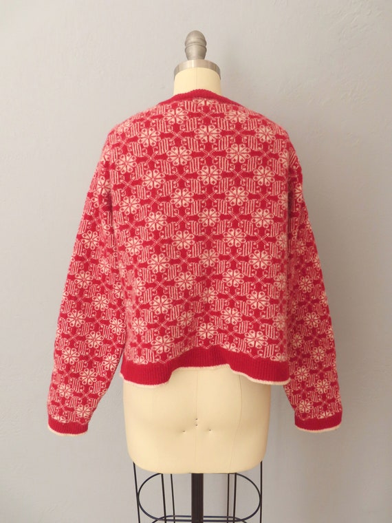 1990s Gap red floral cardigan sweater long sleeve… - image 6