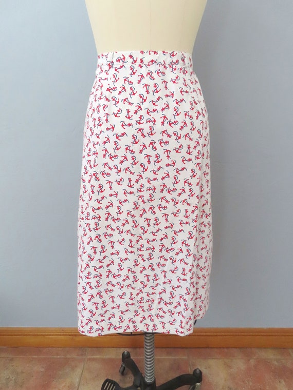 1970s nautical print midi pencil skirt | size med… - image 9