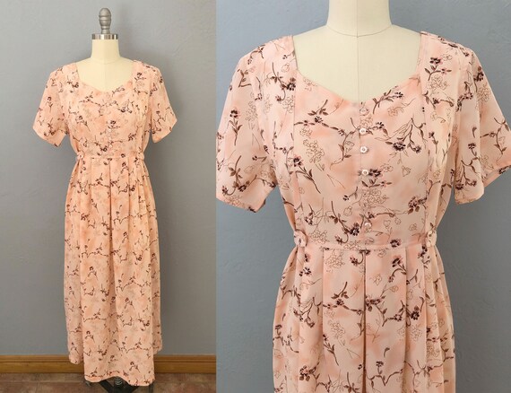 vintage 90s does 40s floral day dress | medium | R