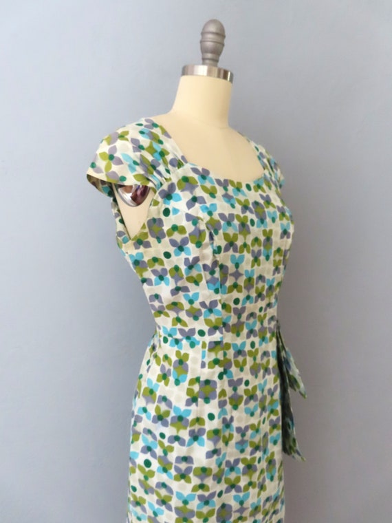 1940s abstract floral day dress | size medium | 1… - image 9