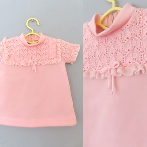 1960s baby girl pink knit dress NWT | girls 3 months | girls prairie old fashioned girls cottagecore spring dress easter dress