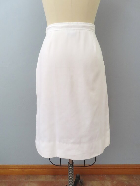 1970s white button up pencil midi skirt | size sm… - image 9