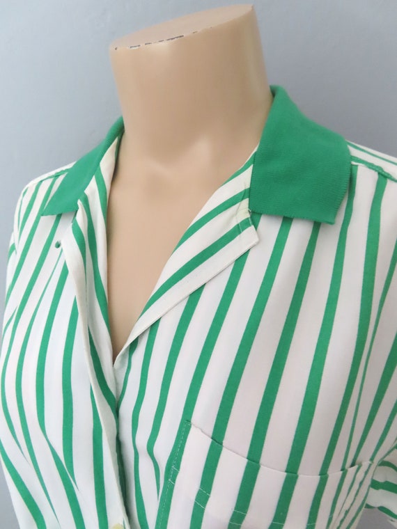 1980s green striped top and shorts set | med larg… - image 7