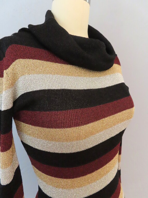 1960s mod metallic cowl neck sweater | size small… - image 6