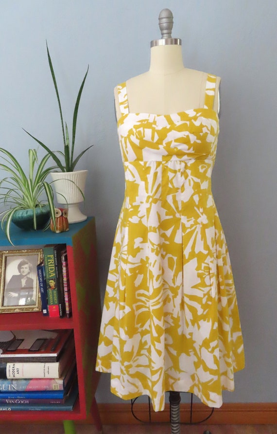1990s yellow + white floral sundress | medium | R&