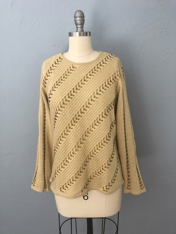 1980s gold metallic beaded knit sweater tunic | s… - image 2