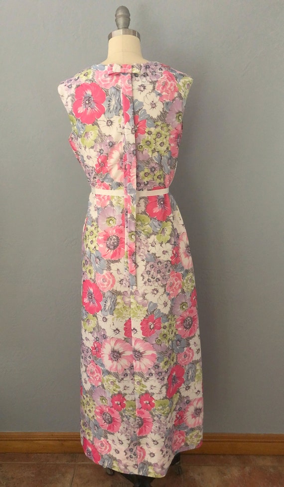 1960s sleeveless abstract floral maxi dress | siz… - image 10