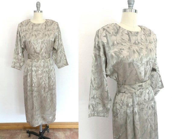 vintage 1970s silver formal evening dress | small