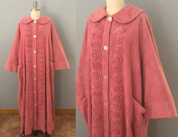 vintage 1940s chenille robe dressing gown | Large