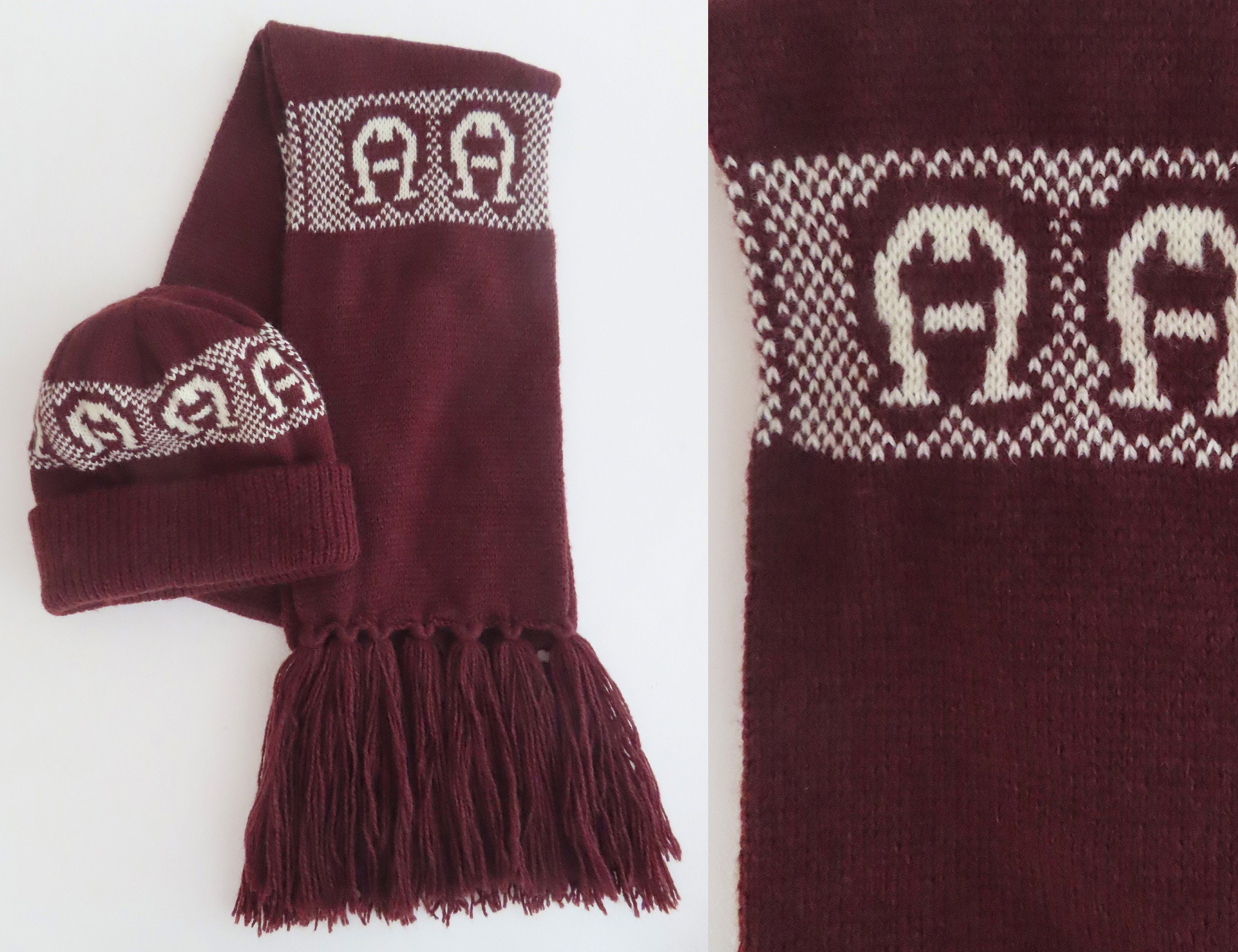 Vintage Etienne Aigner Knit Hat: Burgundy Logo, 1980s,mirror,luggage tags (17) Etienne Aigner Red 1980s Vintage Accessories for sale | eBay main image 3