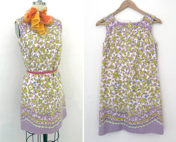 Vintage 60s Mod Daisy Floral Dress Medium Alex Co Gem