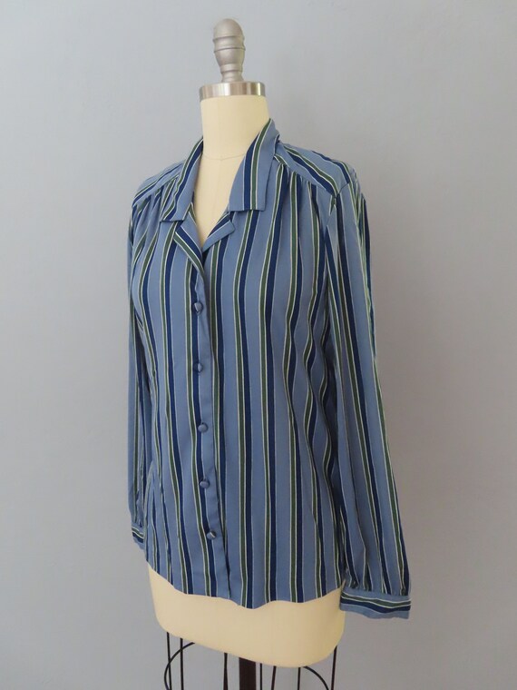 vintage 70s striped blouse shirt | womens large |… - image 4