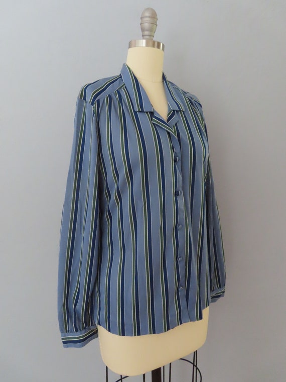 vintage 70s striped blouse shirt | womens large |… - image 3