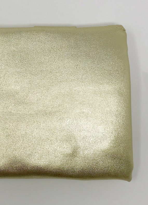 1970s gold leatherette envelope purse gold lame c… - image 10