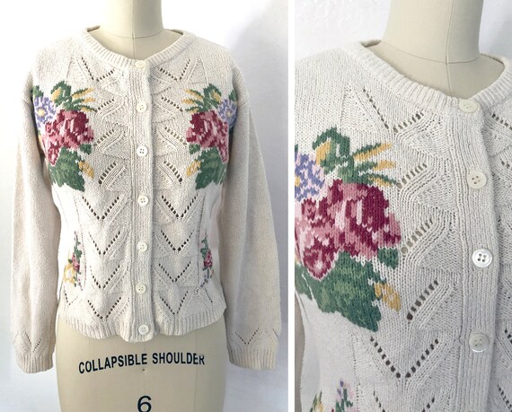 Vintage 70s Does 30s Embroidred Floral Victorian C