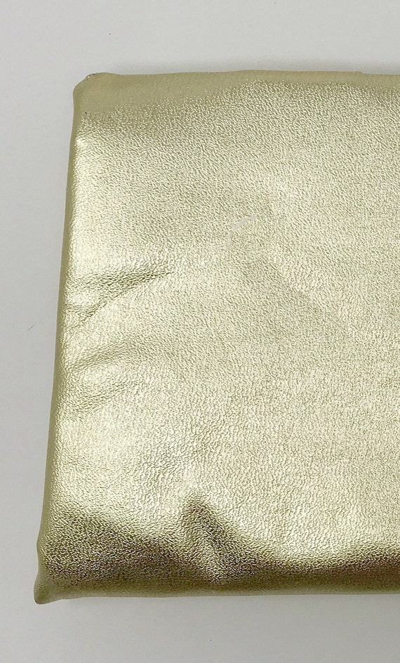 1970s gold leatherette envelope purse gold lame c… - image 9