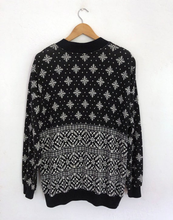 90s Snowflake Zip Up Sweatshirt: Oversized Holida… - image 5