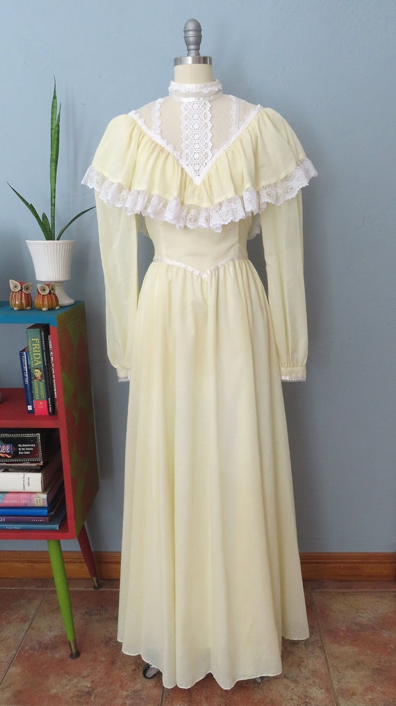 1970s yellow Jessica McClintock Gunne Sax style r… - image 3