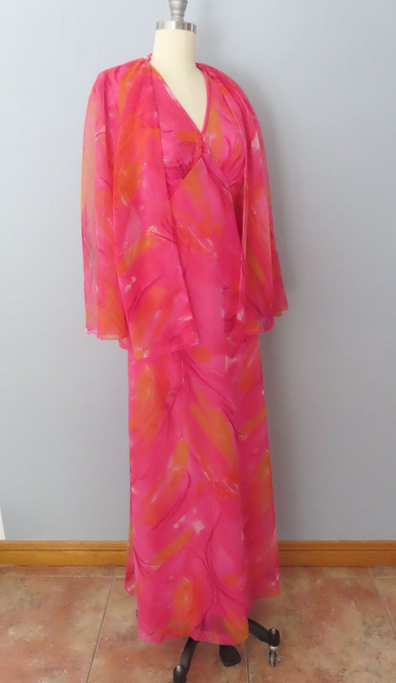 1960s Edith Flagg pink floral maxi dress | small … - image 8