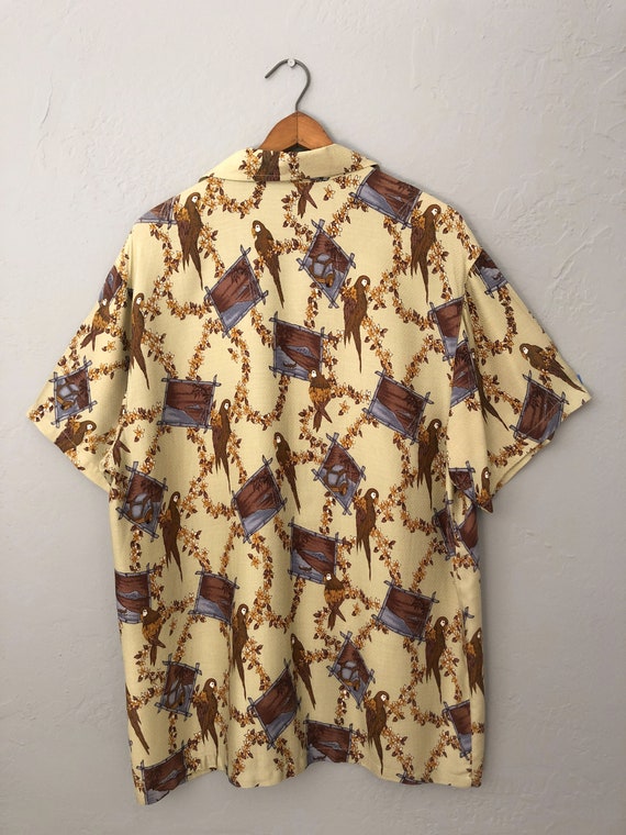 1980s mens rayon hawaiian shirt button up short s… - image 8