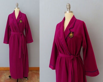 1950s pink velour crest robe | size medium | gift for grandma gift for mom gift for her holiday gift valentines day gift