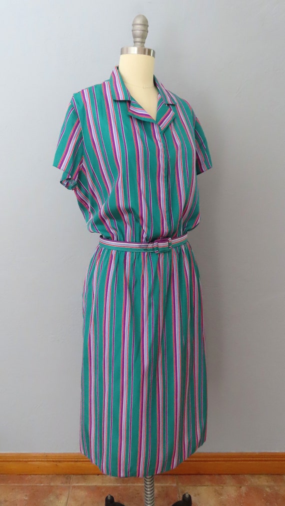 1970s striped shirtdress | size medium | secretar… - image 3