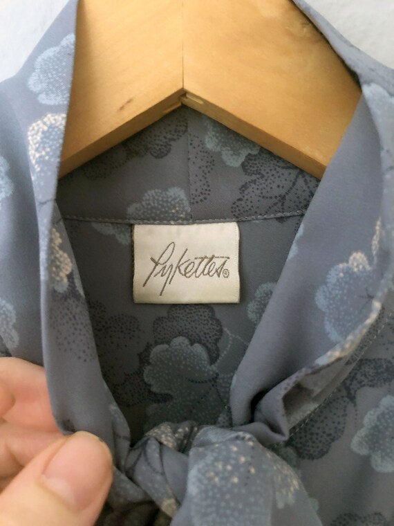 vintage 80s floral tie neck blouse | size large |… - image 10