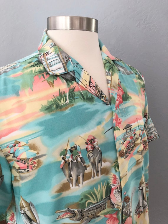 1980s Paradise Found Florida novelty print shirt … - image 4