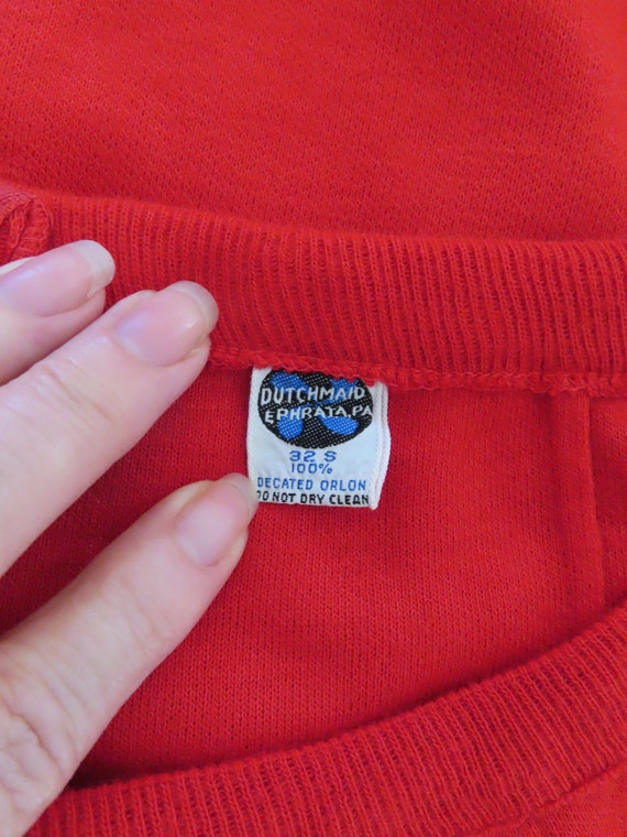 1960s red knit a-line mini skirt | size medium | … - image 9