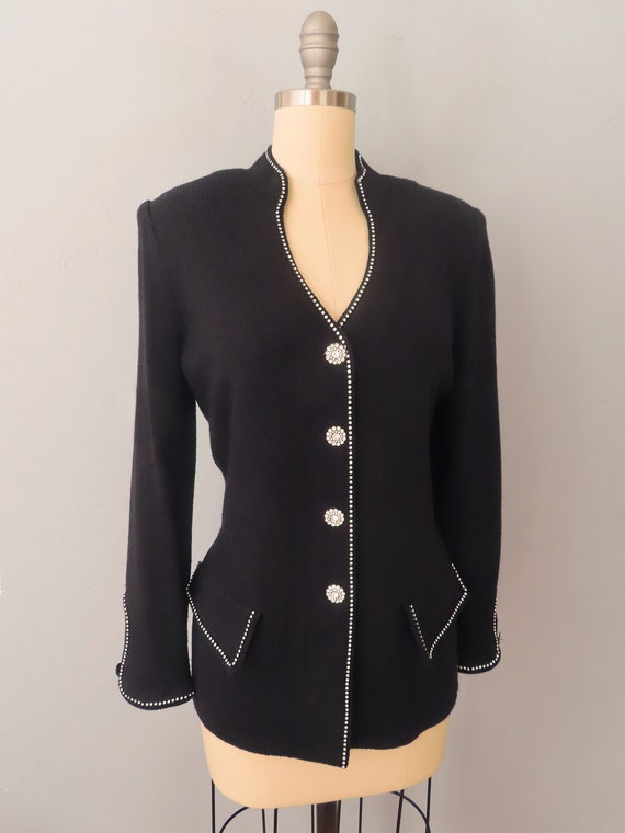 1990s Black Rhinestone Cardigan Sweater Jacket Large Evening Jacket Rhinestone Jacket Evening Top Gift for Mom Minimalist Cardigan Etsy Canada