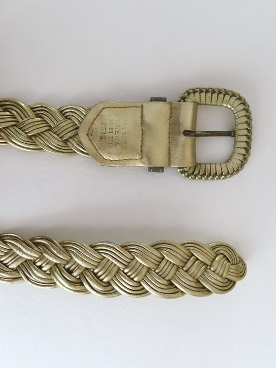 Vintage Disco (Size XL) Gold & Silver Braided Weave Belt Vintage 80s Gold Braided Belt: Metallic Woven XXL - Etsy main image 2