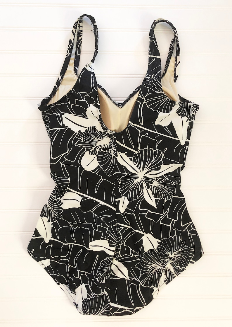 Vintage 80s Floral One Piece Swimsuit Pinup Swimsuit Swim Etsy
