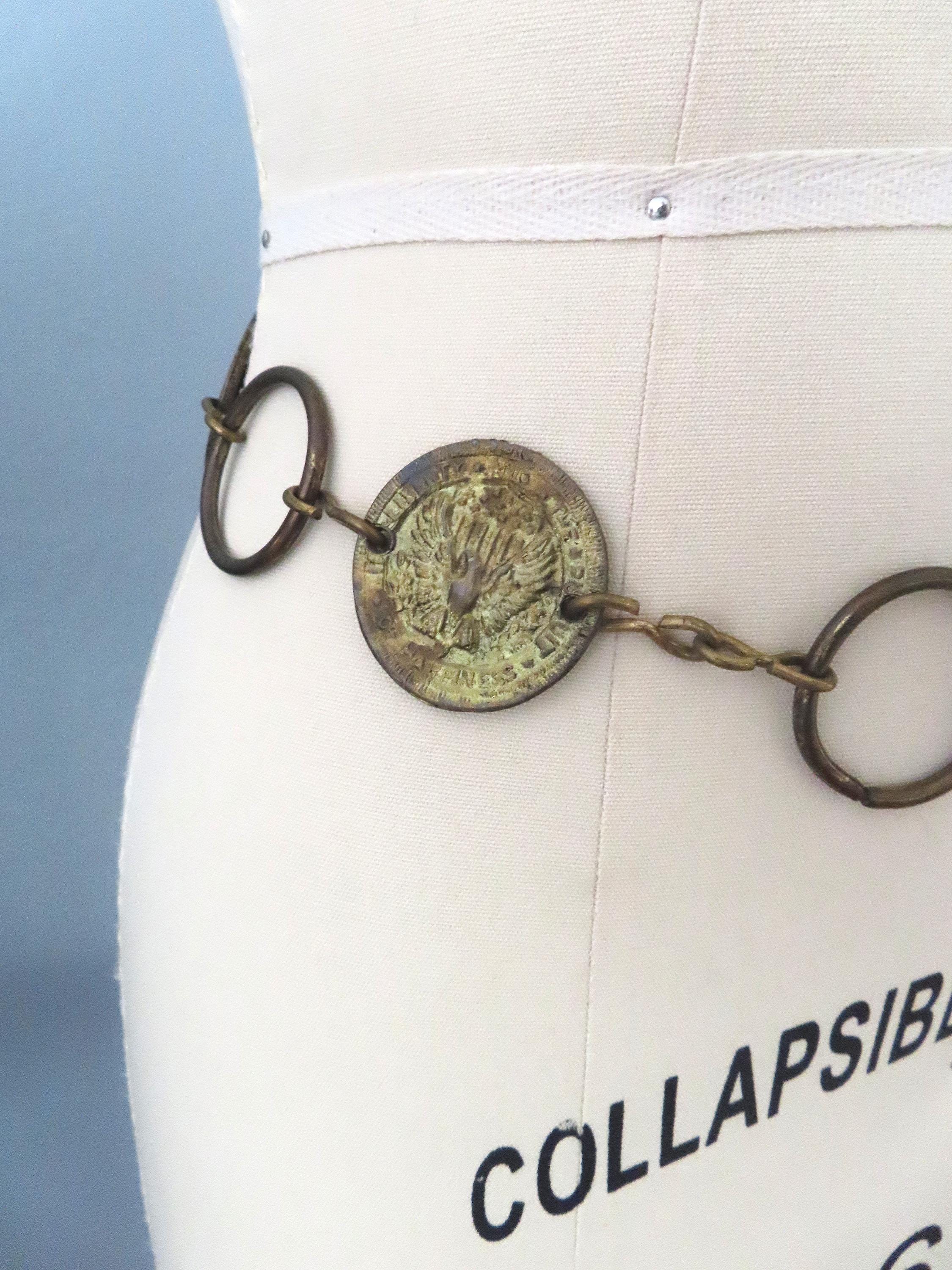 Cluster Coin/Chain Belt Lerat Gold Coin Waist Belt for Women Adjustable Imitated  main image 3