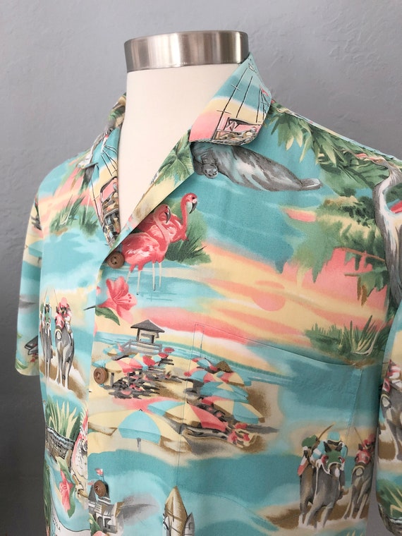 1980s Paradise Found Florida novelty print shirt … - image 5