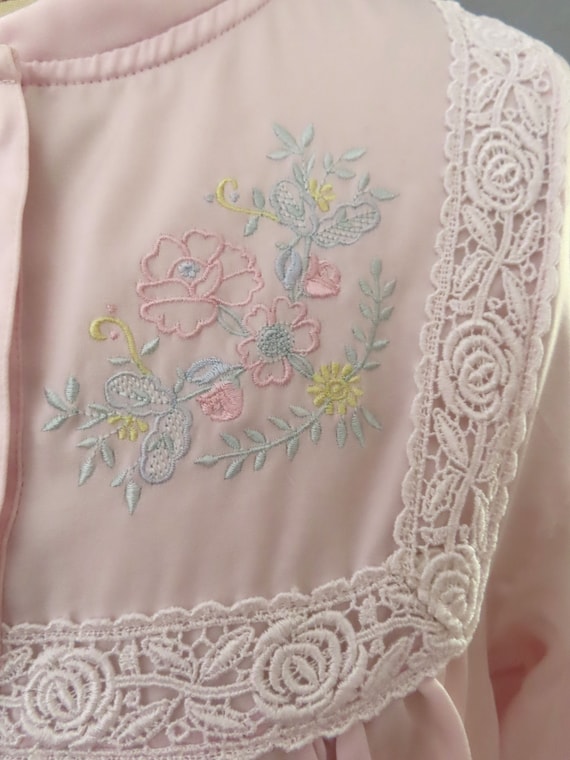 1980s pink nightgown robe house coat | medium lar… - image 7
