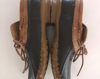 1970s LL Bean Rubber Moc Boot Leather Duck Shoes | Womens Size 7 