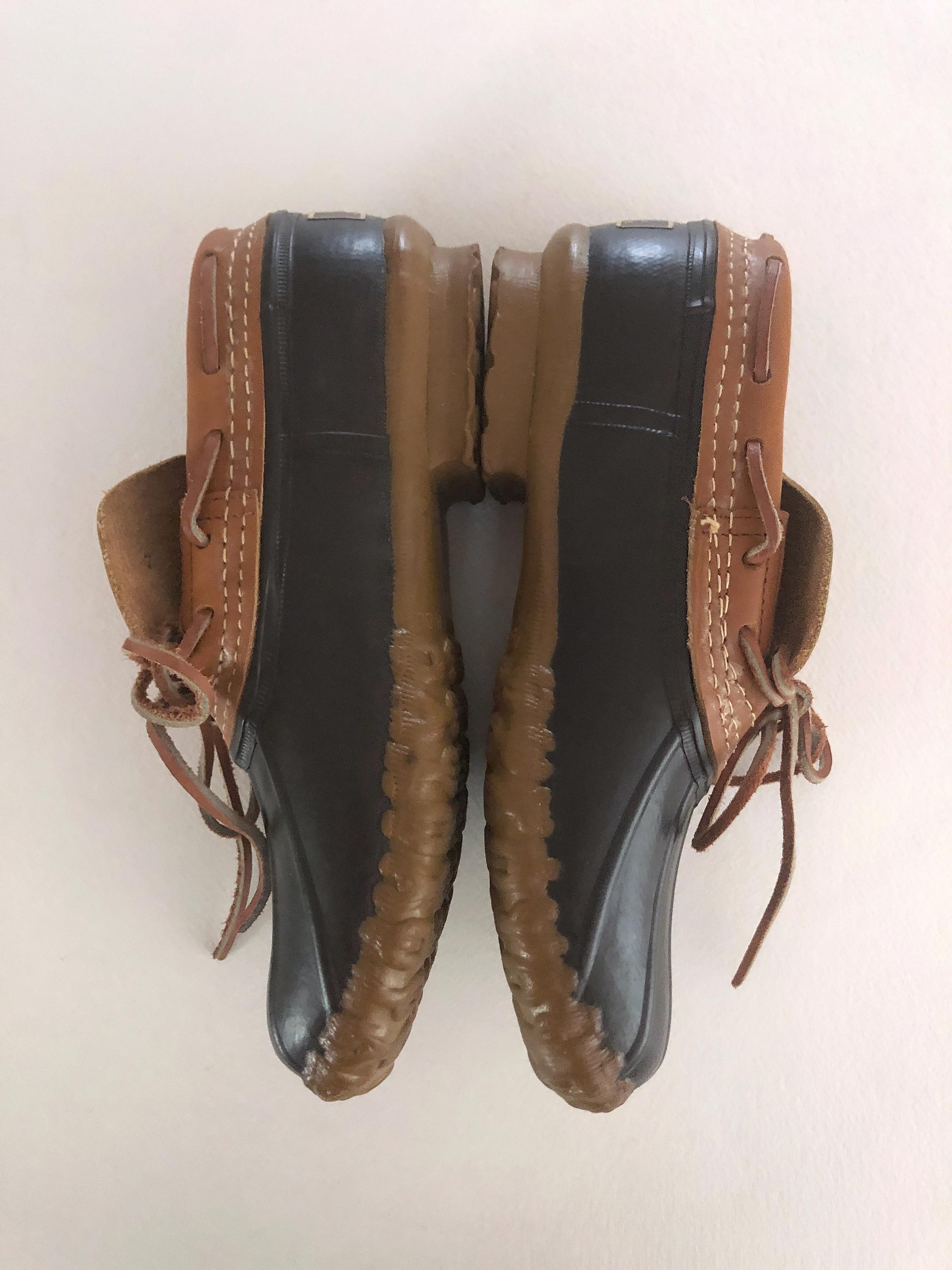 1970s LL Bean Rubber Moc Boot Leather Duck Shoes | Womens 1970s LL Bean Rubber Moc Boot Leather Duck Shoes | Womens